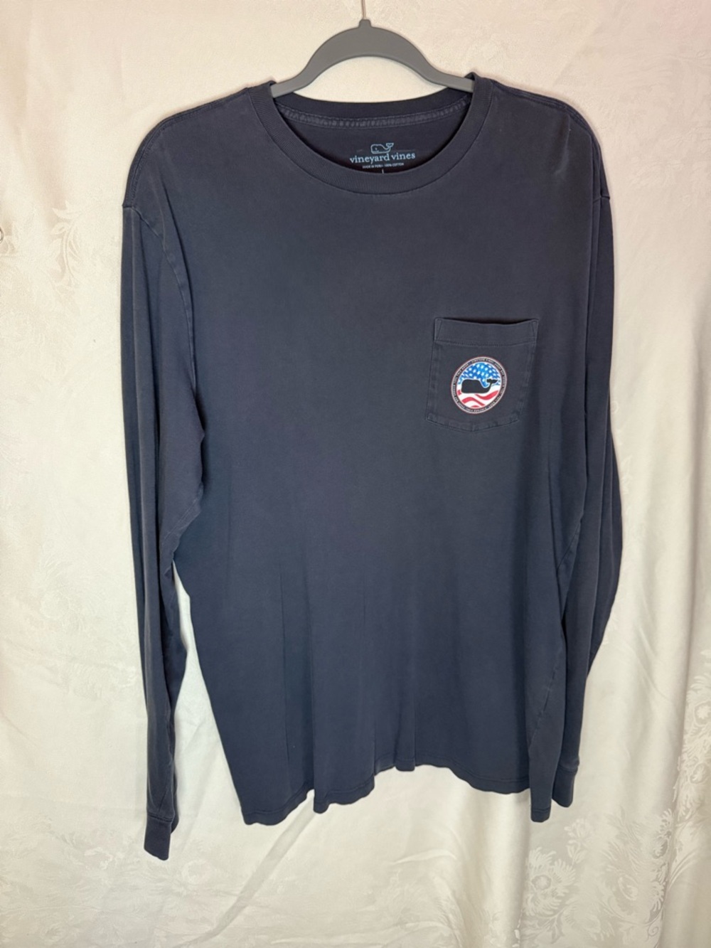 Vineyard Vines Navy Long-Sleeve Tee with Patriotic Whale Graphic - Picture 2 of 5